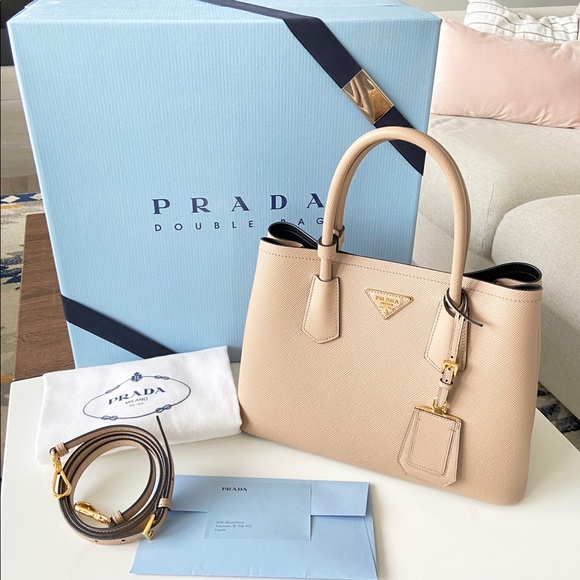 Prada Handbags - BNWT PRADA CUIR DOUBLE TOTE BAG